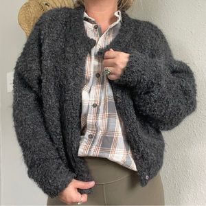 EXPRESS Charcoal Grey Fuzzy Dolman Sleeve Cardigan {size medium}